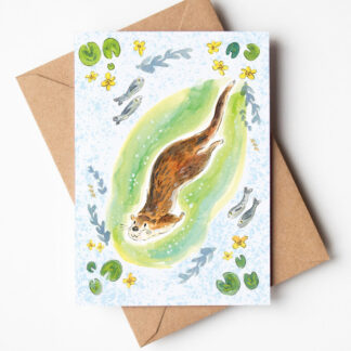 Swimming Otter Wildlife Greetings Card