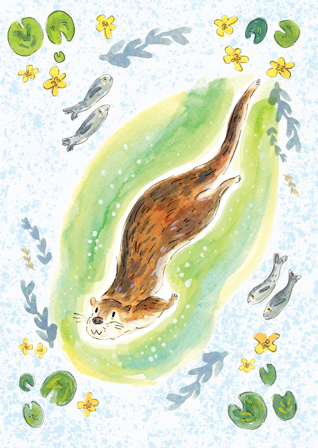 Swimming Otter Wildlife Greetings Card - Image 3