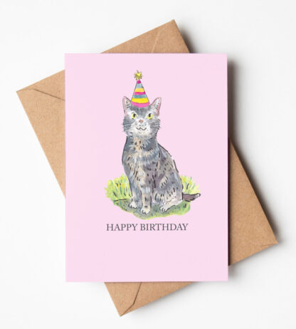 Basil the Birthday Cat Greetings Card