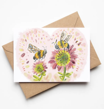 Bumblebees Blank Greetings Card