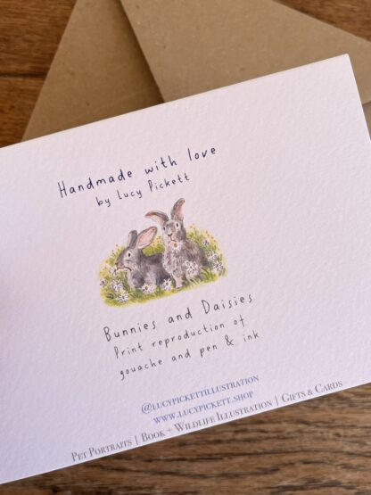 Bunnies and Daisies Blank Greetings Card - Image 4
