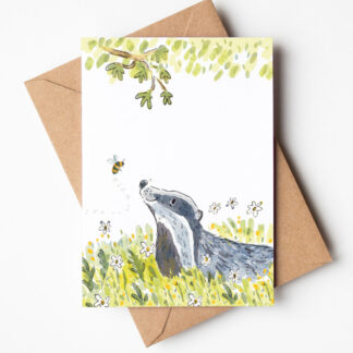 Badger and Bee Wraparound Greetings Card