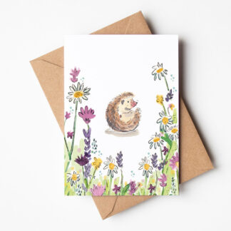 Hedgehog and Wildlflowers Wraparound Greetings Card