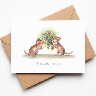 Mice and Flowers Greetings Card