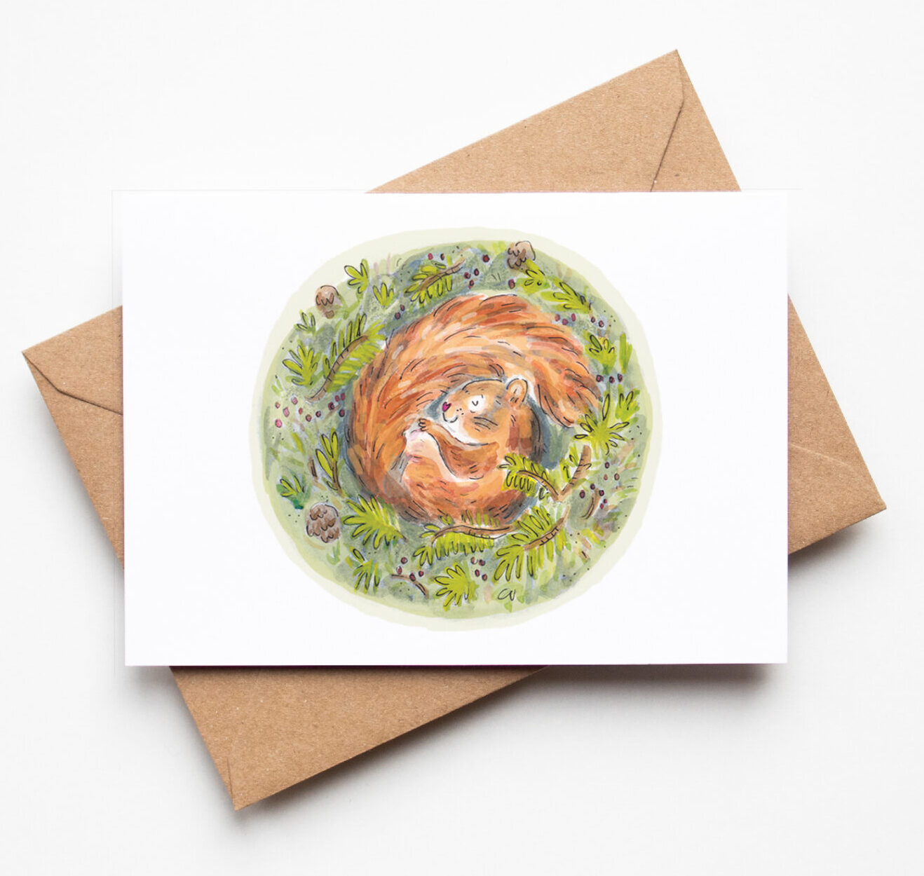 Sleeping Squirrel Greetings Card